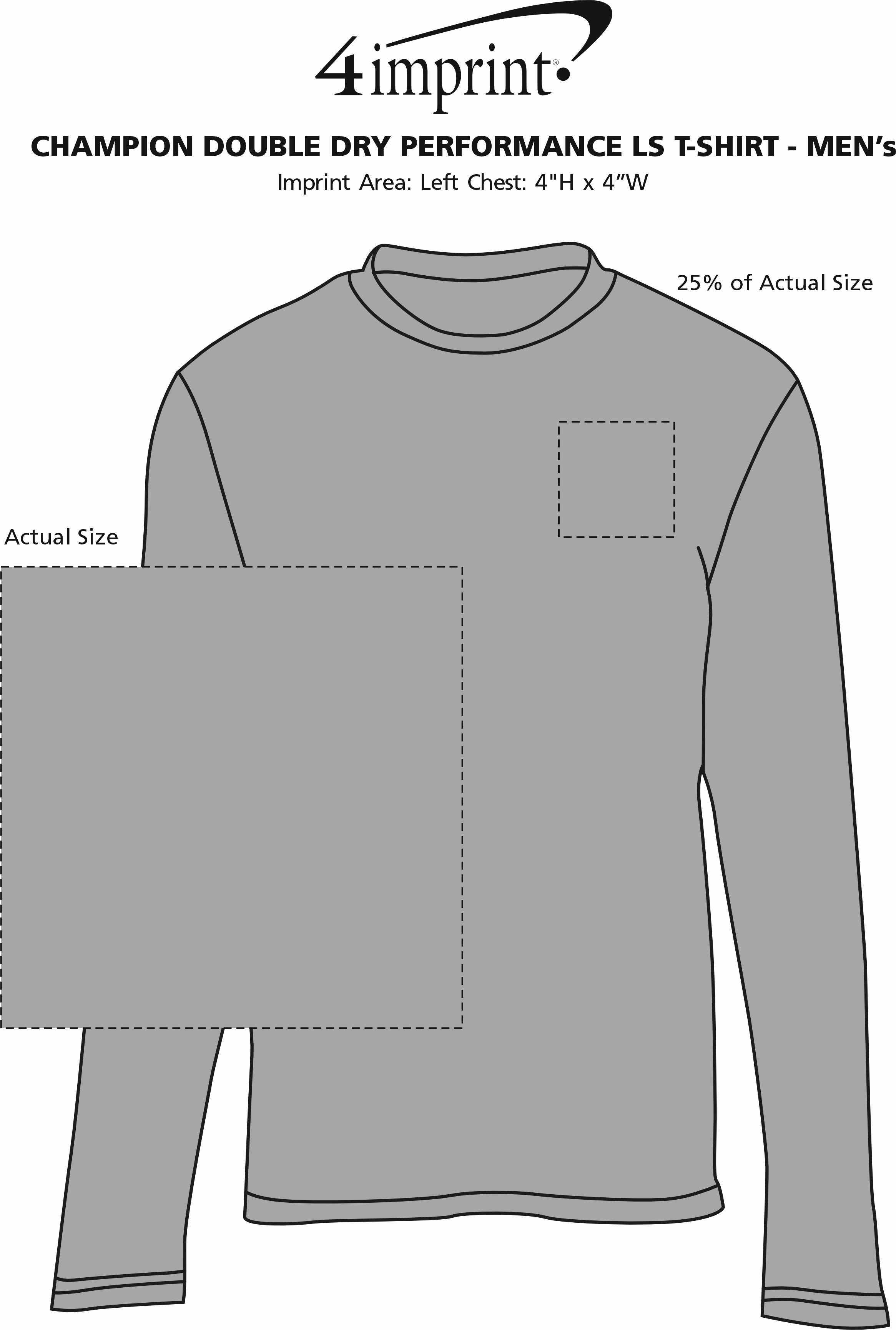 Imprint Area of Champion Double Dry Performance LS T-Shirt - Men's