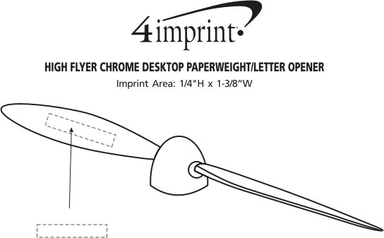 Imprint Area of High Flyer Chrome Desktop Paperweight/Letter Opener