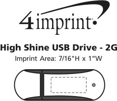 Imprint Area of High Shine USB Drive - 2GB
