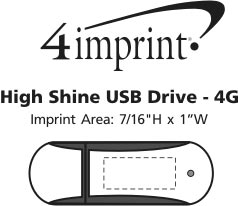 Imprint Area of High Shine USB Drive - 4GB