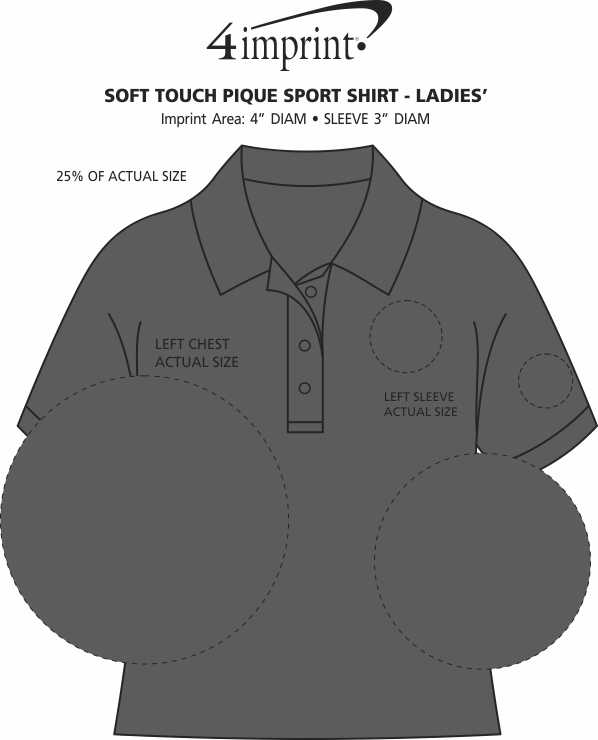 Imprint Area of Soft Touch Pique Sport Shirt - Ladies' - Embroidered