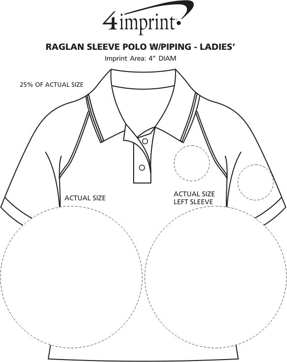 Imprint Area of Raglan Sleeve Polo with Piping - Ladies'