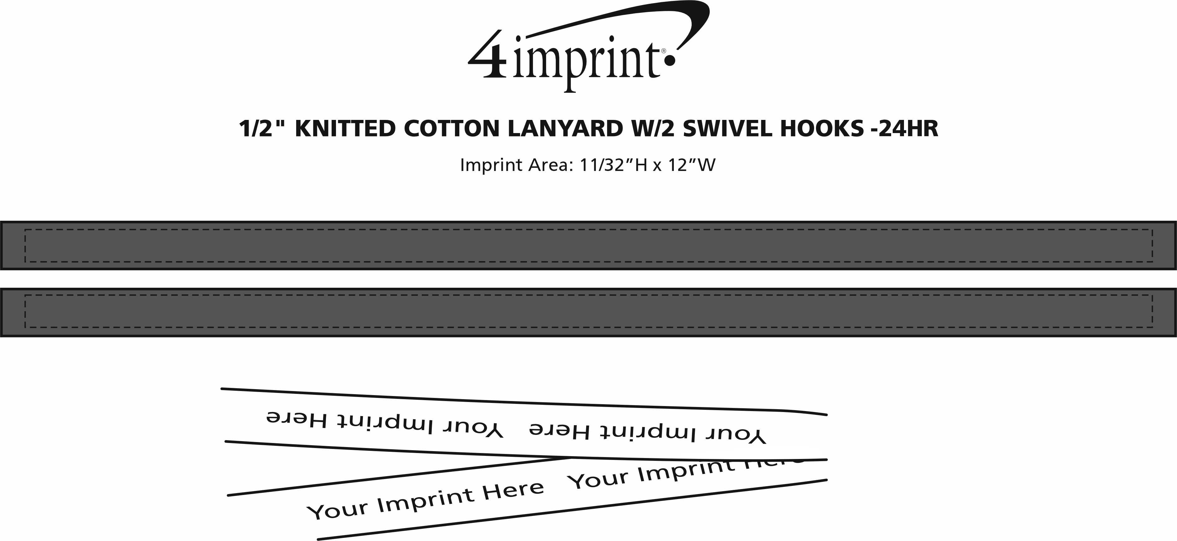 Imprint Area of Knit Cotton Lanyard - 5/8" - 2 Swivel Hooks - 24 hr