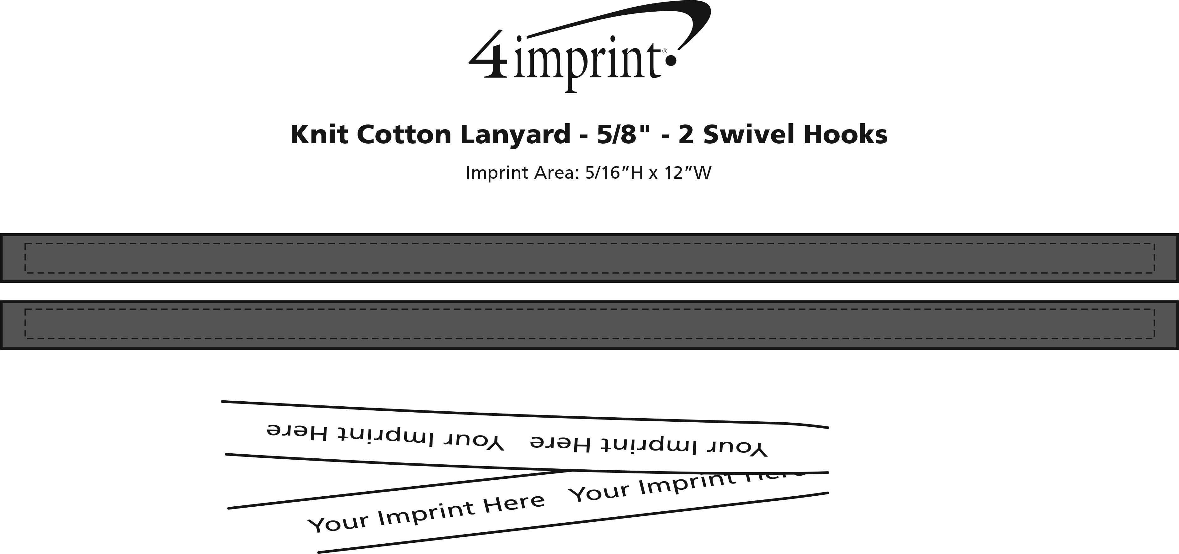 Imprint Area of Knit Cotton Lanyard - 5/8" - 2 Swivel Hooks