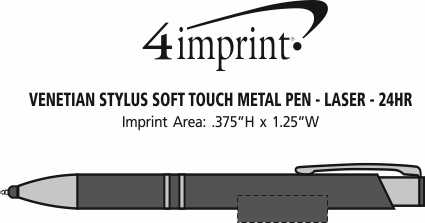 Imprint Area of Venetian Soft Touch Stylus Metal Pen - Laser - 24 hr