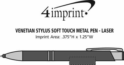 Imprint Area of Venetian Soft Touch Stylus Metal Pen - Laser