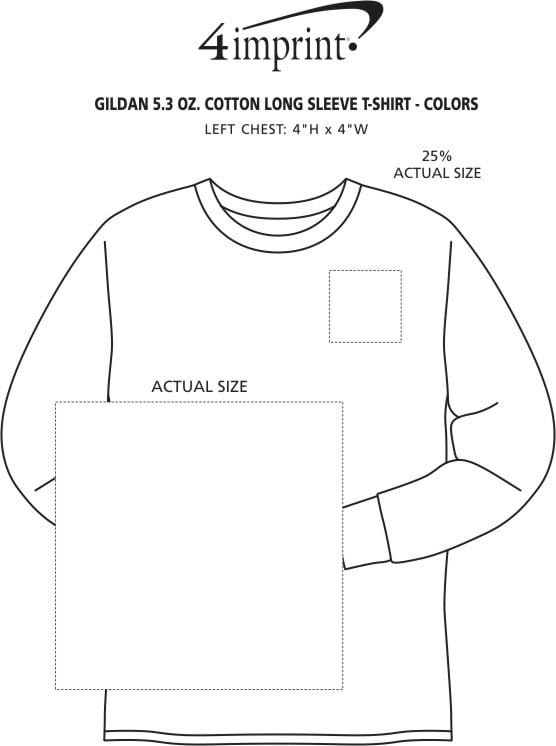 Imprint Area of Gildan 5.3 oz. Cotton LS T-Shirt - Screen - Colors