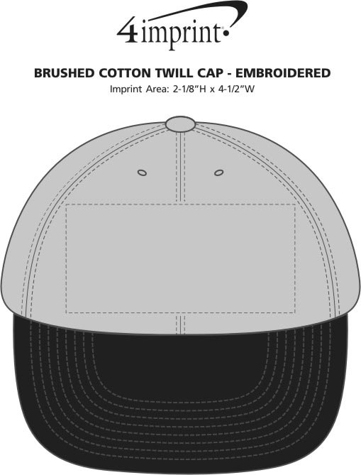 Imprint Area of Brushed Cotton Twill Cap - Embroidered