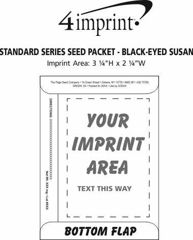 Imprint Area of Standard Series Seed Packet - Black-Eyed Susan