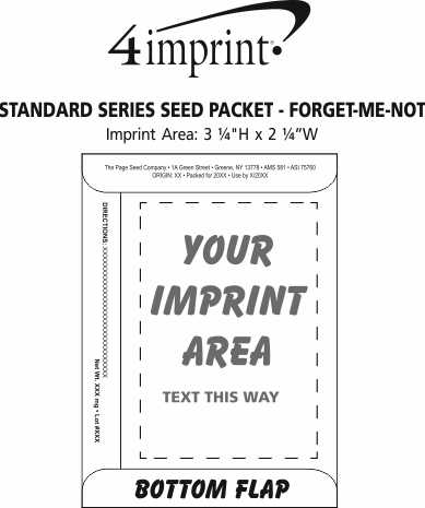 Imprint Area of Standard Series Seed Packet - Forget Me Not