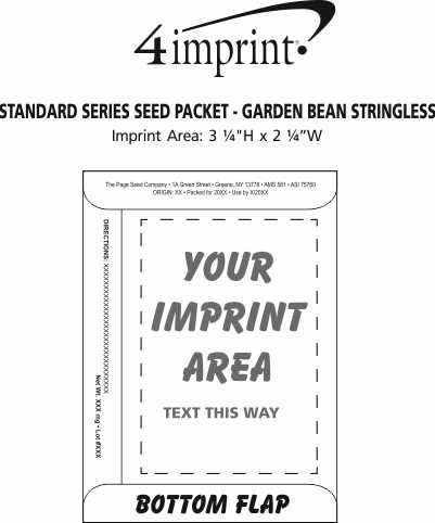 Imprint Area of Standard Series Seed Packet - Garden Bean Stringless