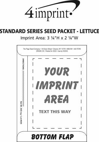 Imprint Area of Standard Series Seed Packet - Lettuce