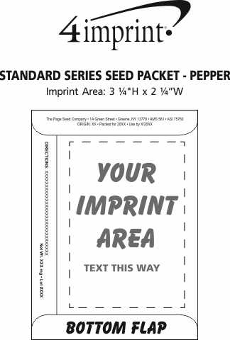 Imprint Area of Standard Series Seed Packet - Pepper