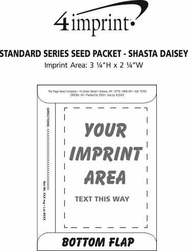 Imprint Area of Standard Series Seed Packet - Shasta Daisy