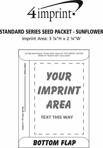 Imprint Area of Standard Series Seed Packet - Sunflower