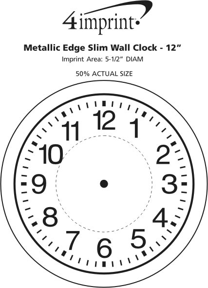Imprint Area of Metallic Edge Slim Wall Clock - 12"