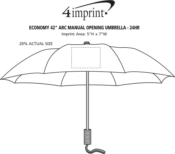 Imprint Area of Mini Manual Opening Umbrella - 42" Arc - 24 hr