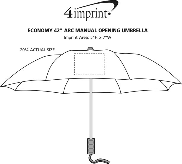 Imprint Area of Mini Manual Opening Umbrella - 42" Arc