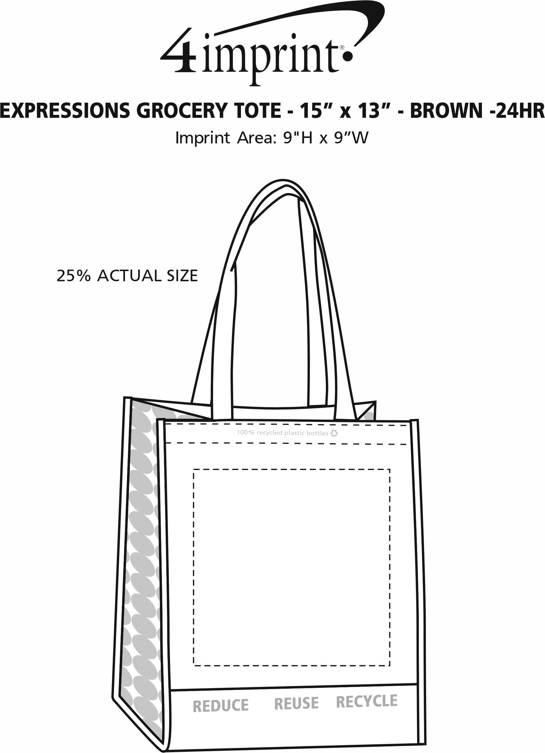 Imprint Area of Expressions Grocery Tote - Brown - 24 hr