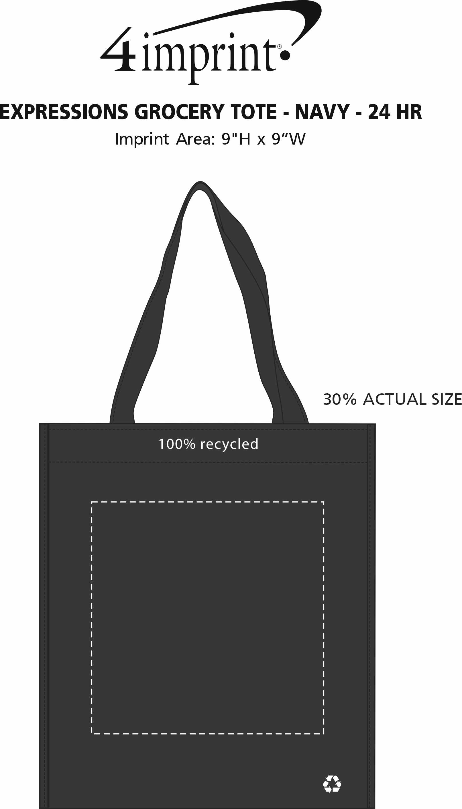 Imprint Area of Expressions Grocery Tote - Navy - 24 hr
