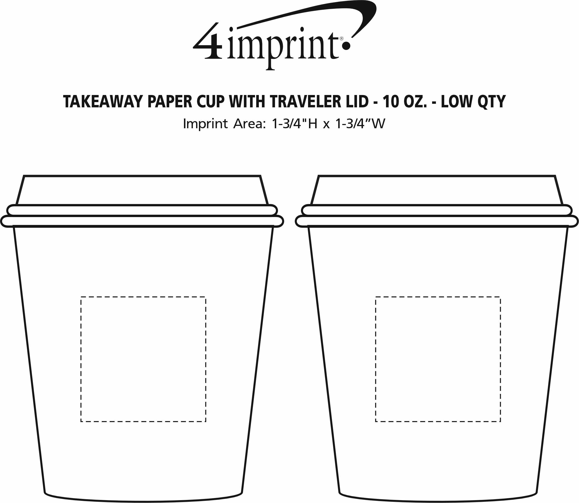 Imprint Area of Takeaway Paper Cup with Traveler Lid - 10 oz. - Low Qty