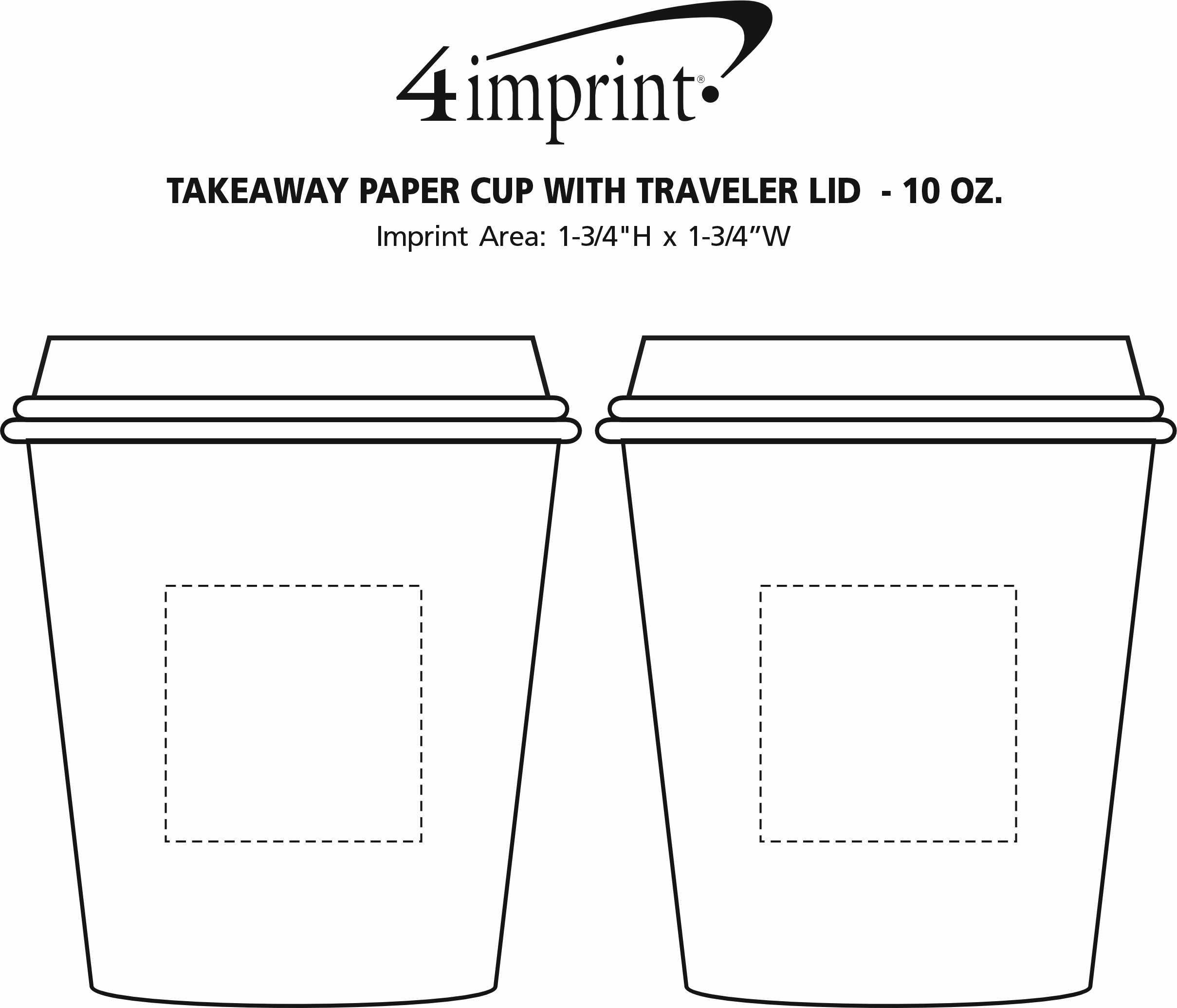 Imprint Area of Takeaway Paper Cup with Traveler Lid  - 10 oz.