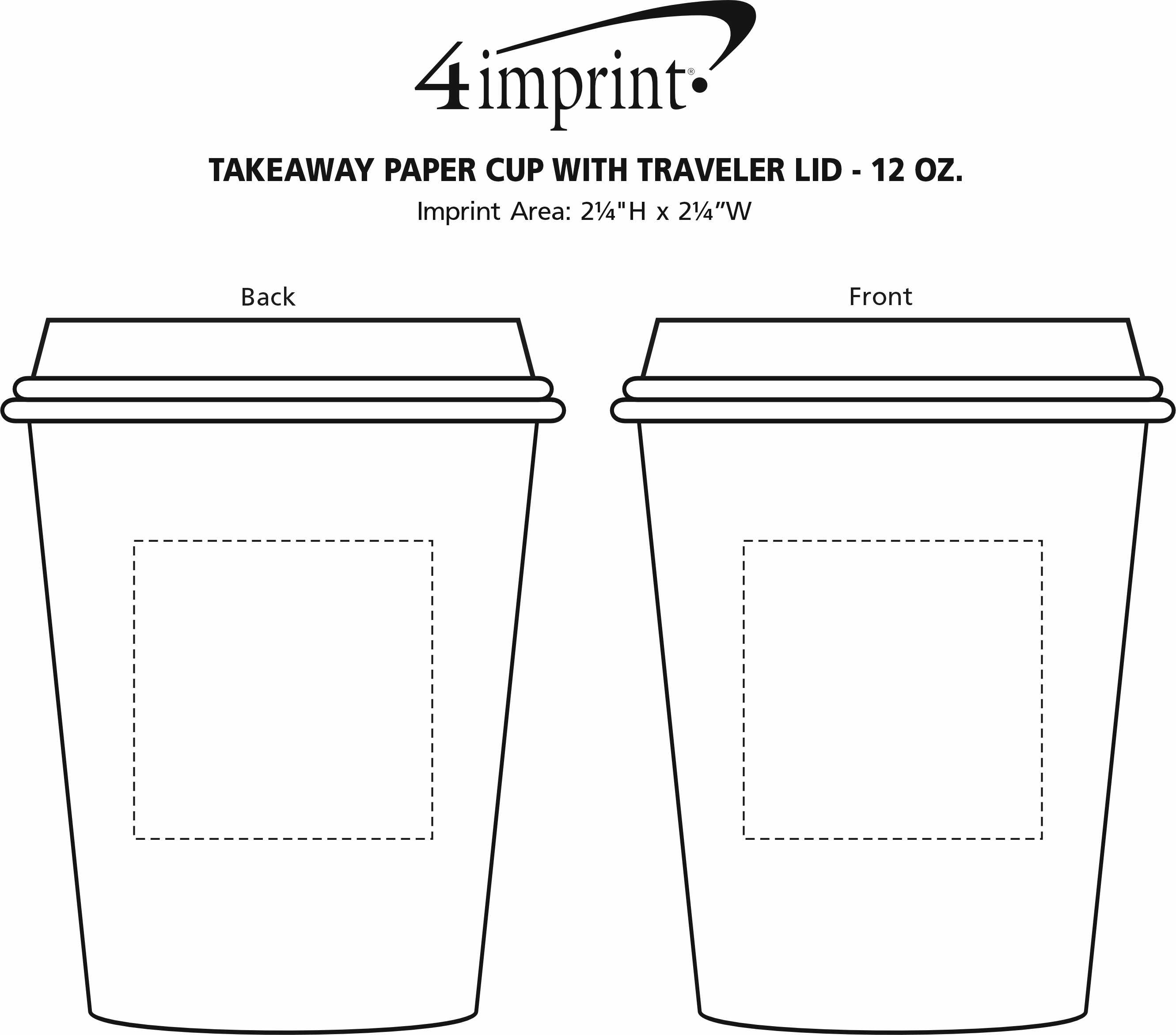 Imprint Area of Takeaway Paper Cup with Traveler Lid - 12 oz.