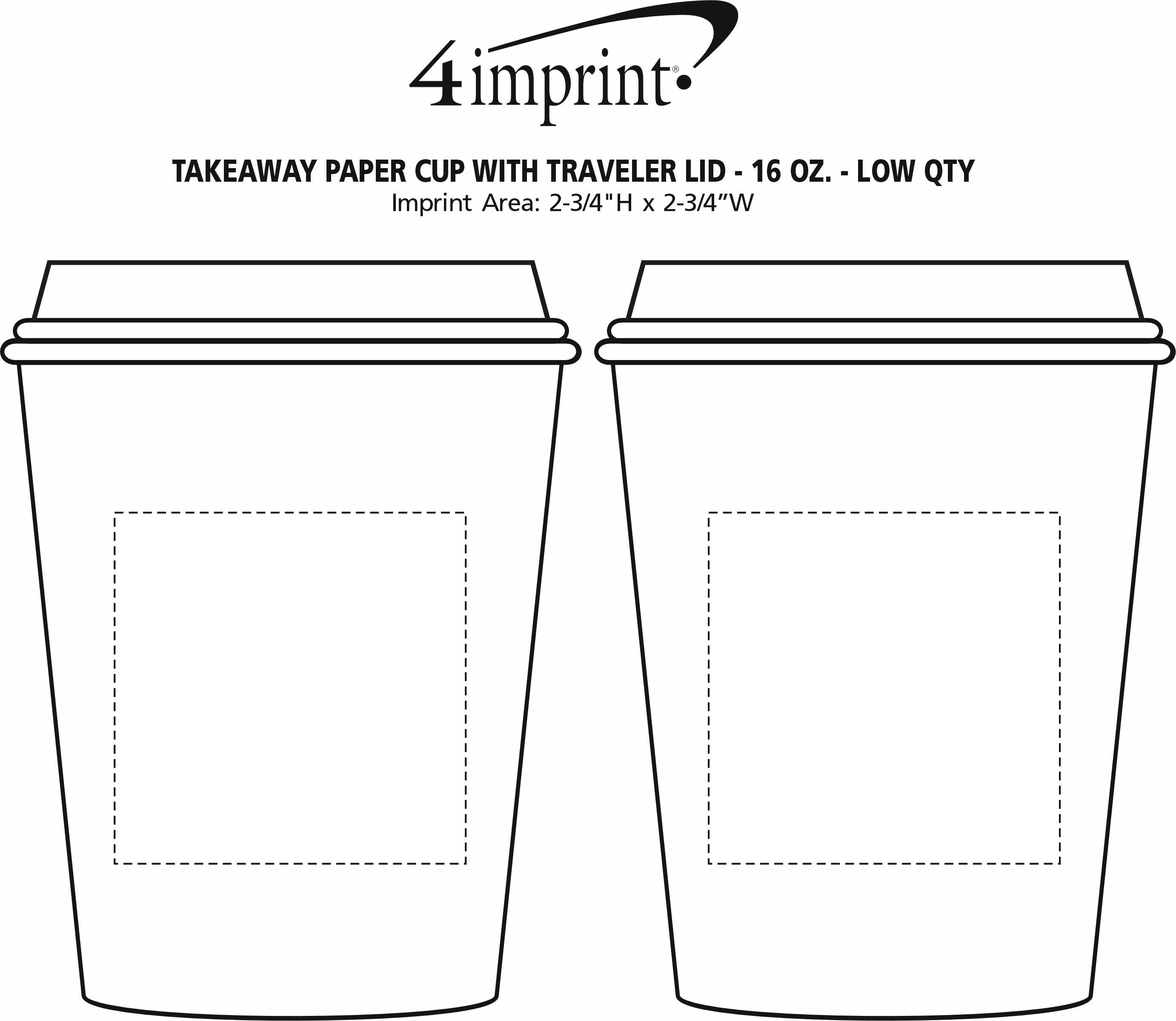 Imprint Area of Takeaway Paper Cup with Traveler Lid - 16 oz. - Low Qty