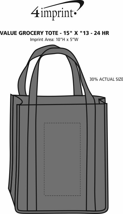 Imprint Area of Value Grocery Tote - 15" x 13" - 24 hr