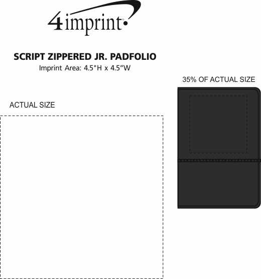 Imprint Area of Script Zippered Padfolio