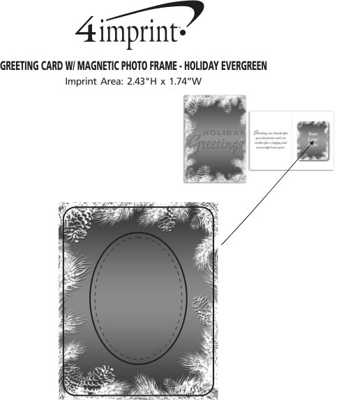 Imprint Area of Greeting Card with Magnetic Photo Frame - Holiday Evergreen