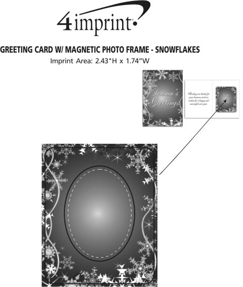 Imprint Area of Greeting Card with Magnetic Photo Frame - Snowflakes