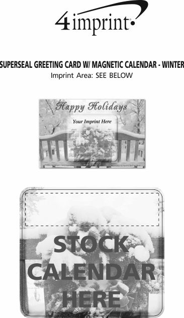 Imprint Area of Greeting Card with Magnetic Calendar - Winter