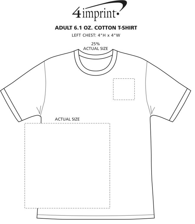 Imprint Area of Adult 6 oz. Cotton T-Shirt - Screen