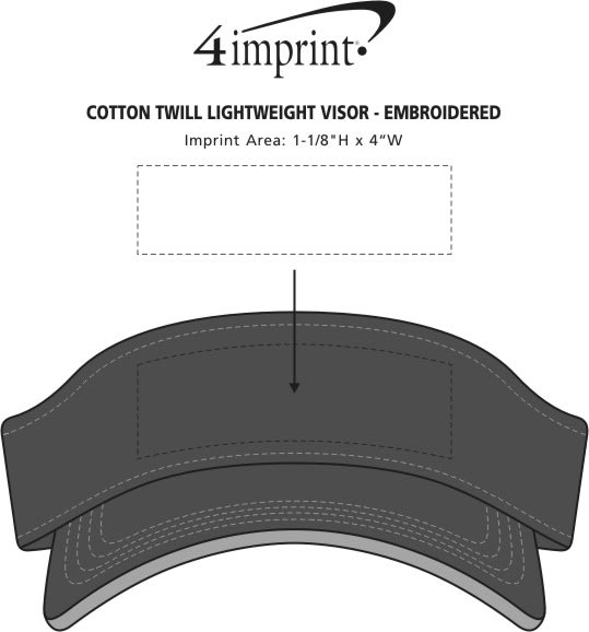 Imprint Area of Cotton Twill Lightweight Visor - Embroidered