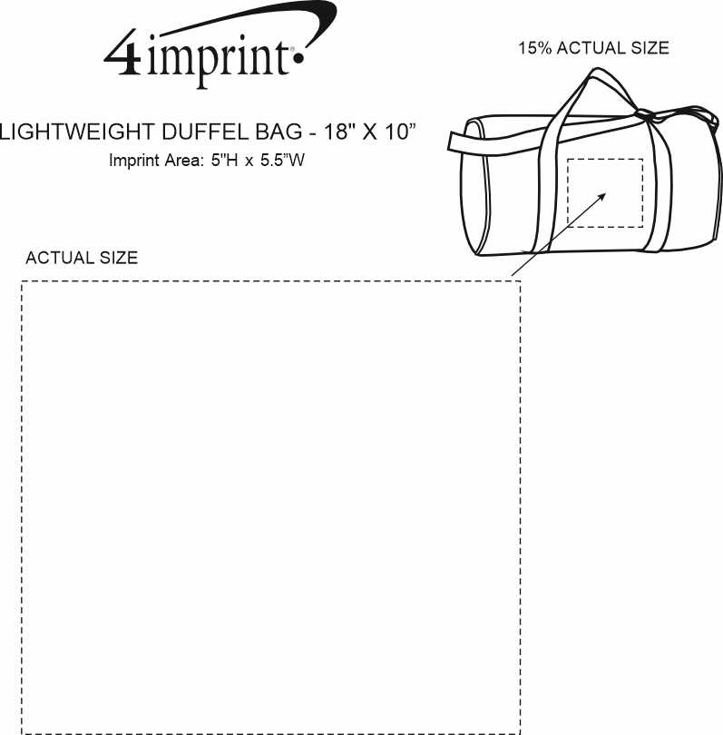 Imprint Area of Lightweight Duffel Bag - 18" x 10"