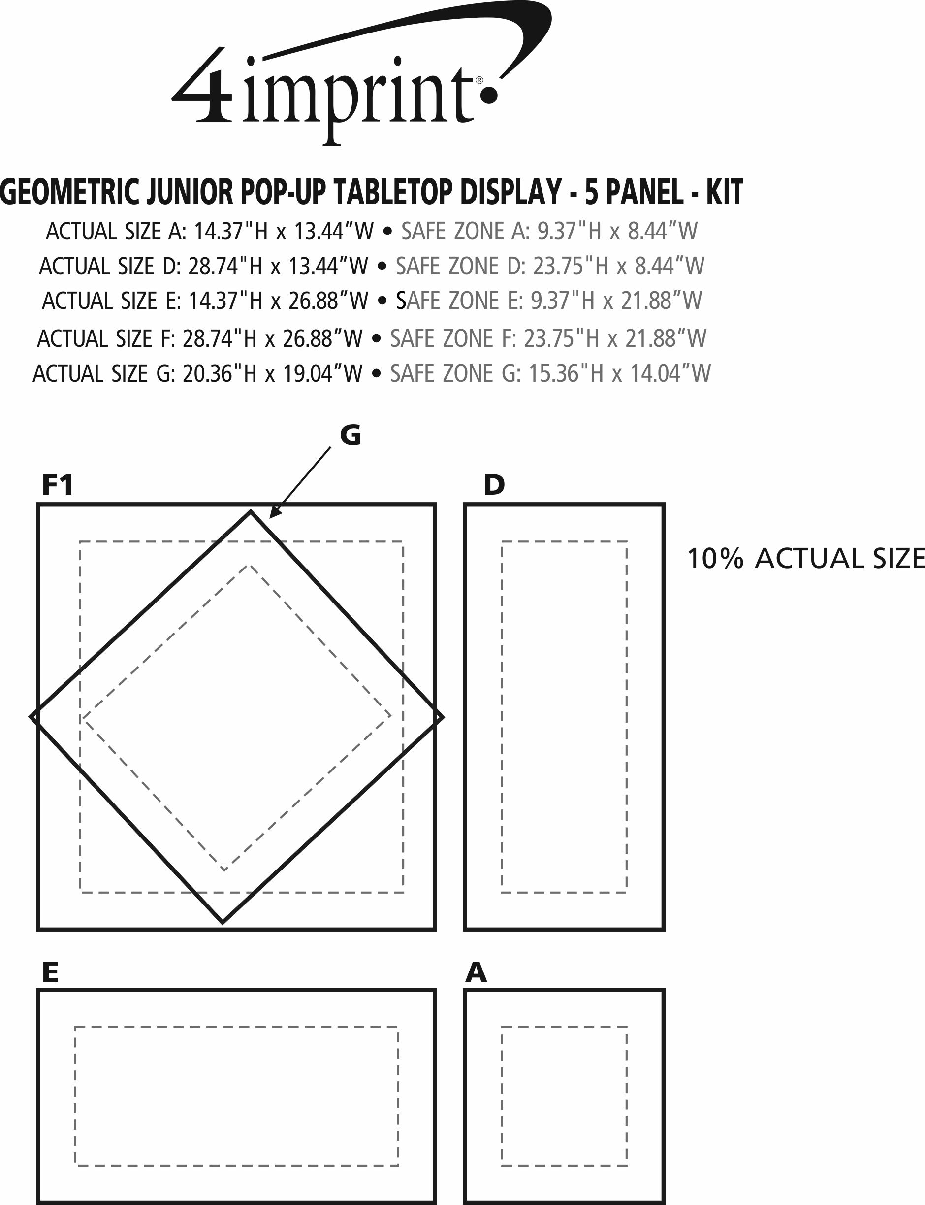 Imprint Area of Geometric Junior Pop-Up Tabletop Display - 5 Panel - Kit