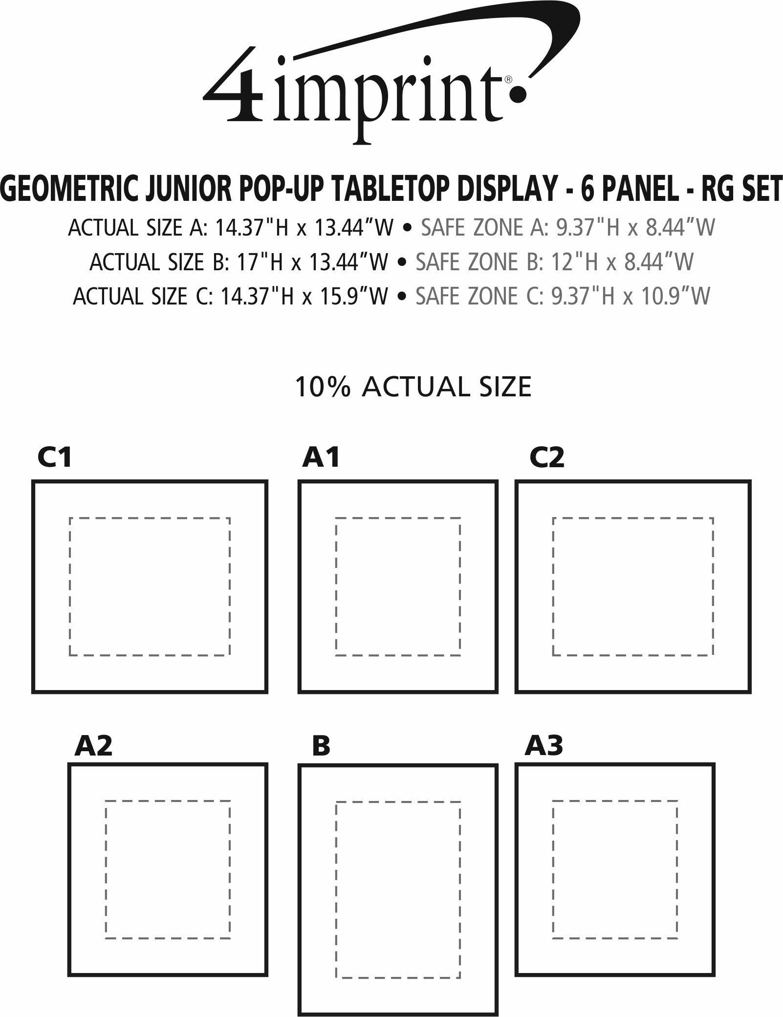 Imprint Area of Geometric Junior Pop-Up Tabletop Display - 6 Panel - Replacement Graphic Set