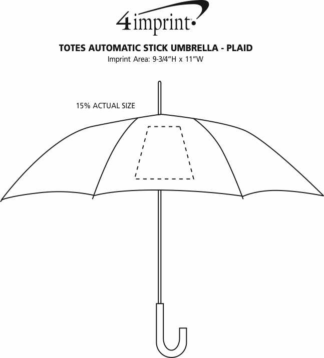 Imprint Area of totes Automatic Stick Umbrella - Plaid