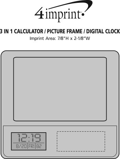 Imprint Area of Picture Frame with Clock and Calculator