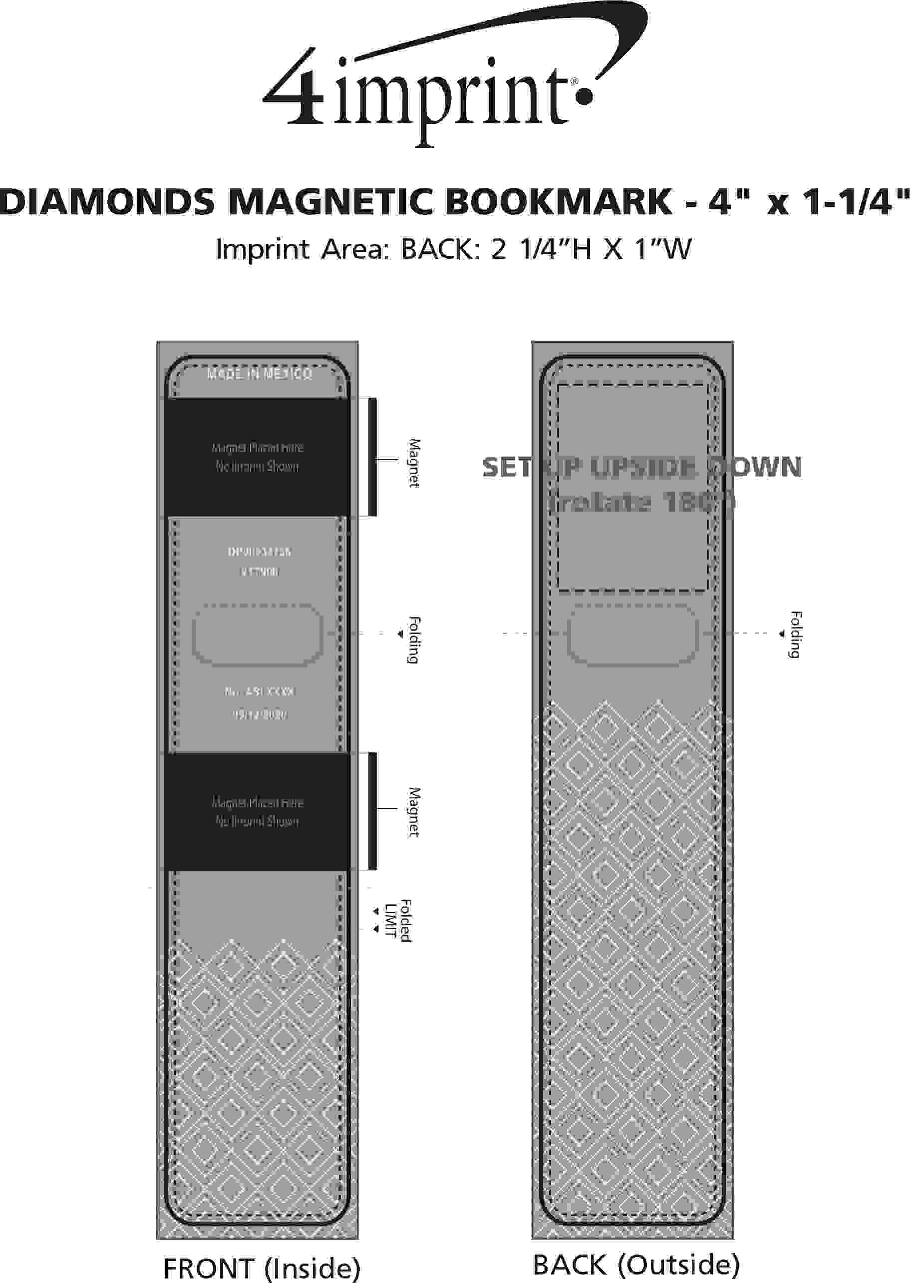 Imprint Area of Diamonds Magnetic Bookmark - 4" x 1-1/4"