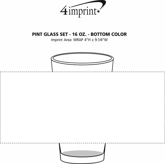 Imprint Area of Pint Glass Set - 16 oz. - Bottom Color
