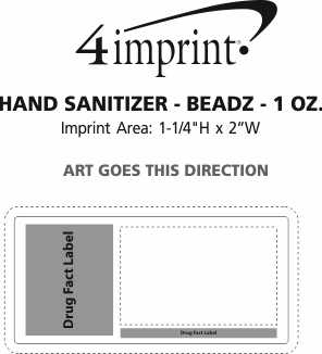 Imprint Area of Moisture Bead Sanitizer - 1 oz.