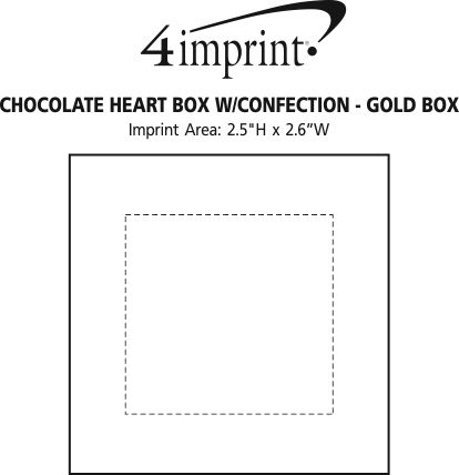 Imprint Area of Chocolate Heart Box with Confection - Gold Box