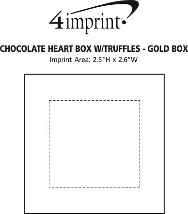Imprint Area of Chocolate Heart Box with Truffles - Gold Box