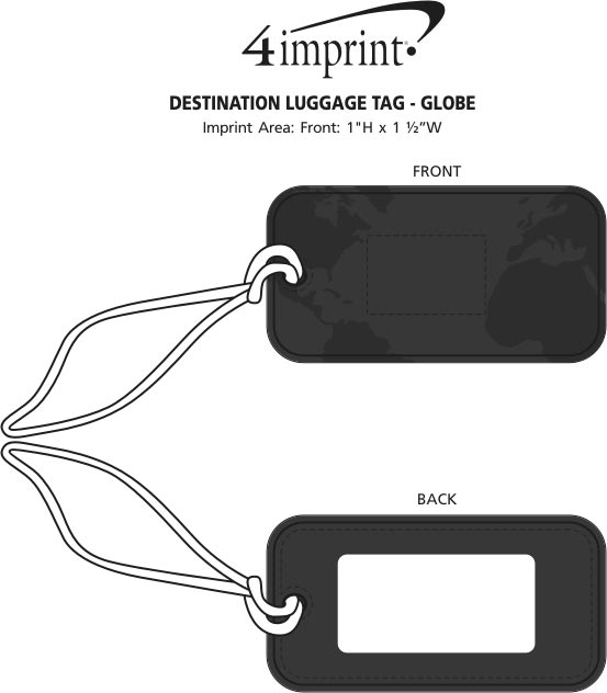 Imprint Area of Destination Luggage Tag - Globe