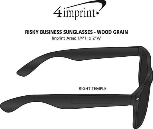 Imprint Area of Risky Business Sunglasses - Wood Grain
