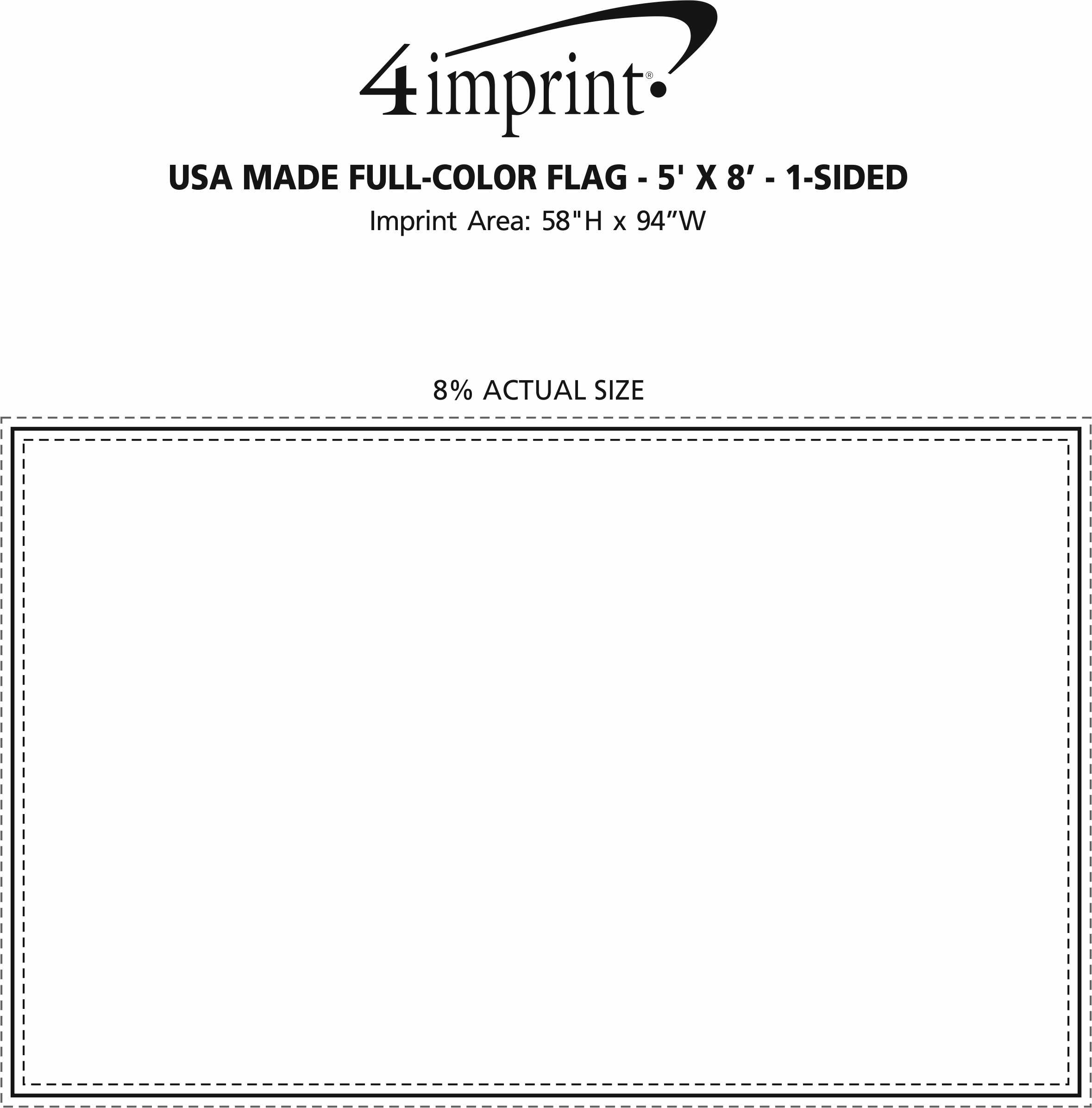 Imprint Area of USA Made Full-Color Flag with Grommets - 5’ x 8’ - 1-Sided