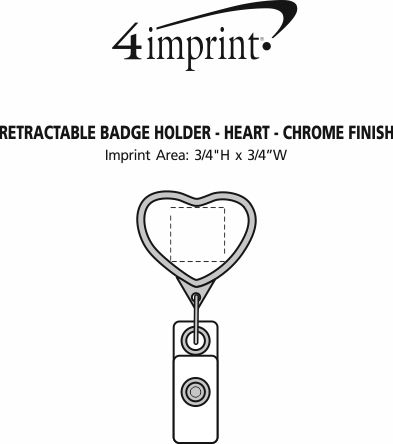 Imprint Area of Retractable Badge Holder - Heart - Chrome Finish - Label