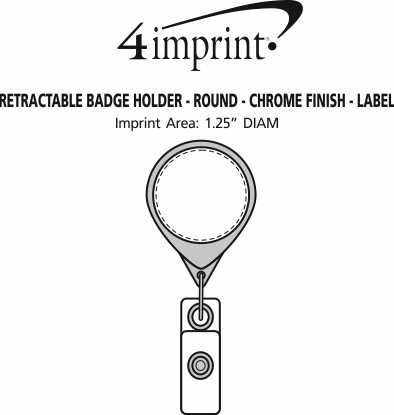 Imprint Area of Retractable Badge Holder - Round - Chrome Finish - Label